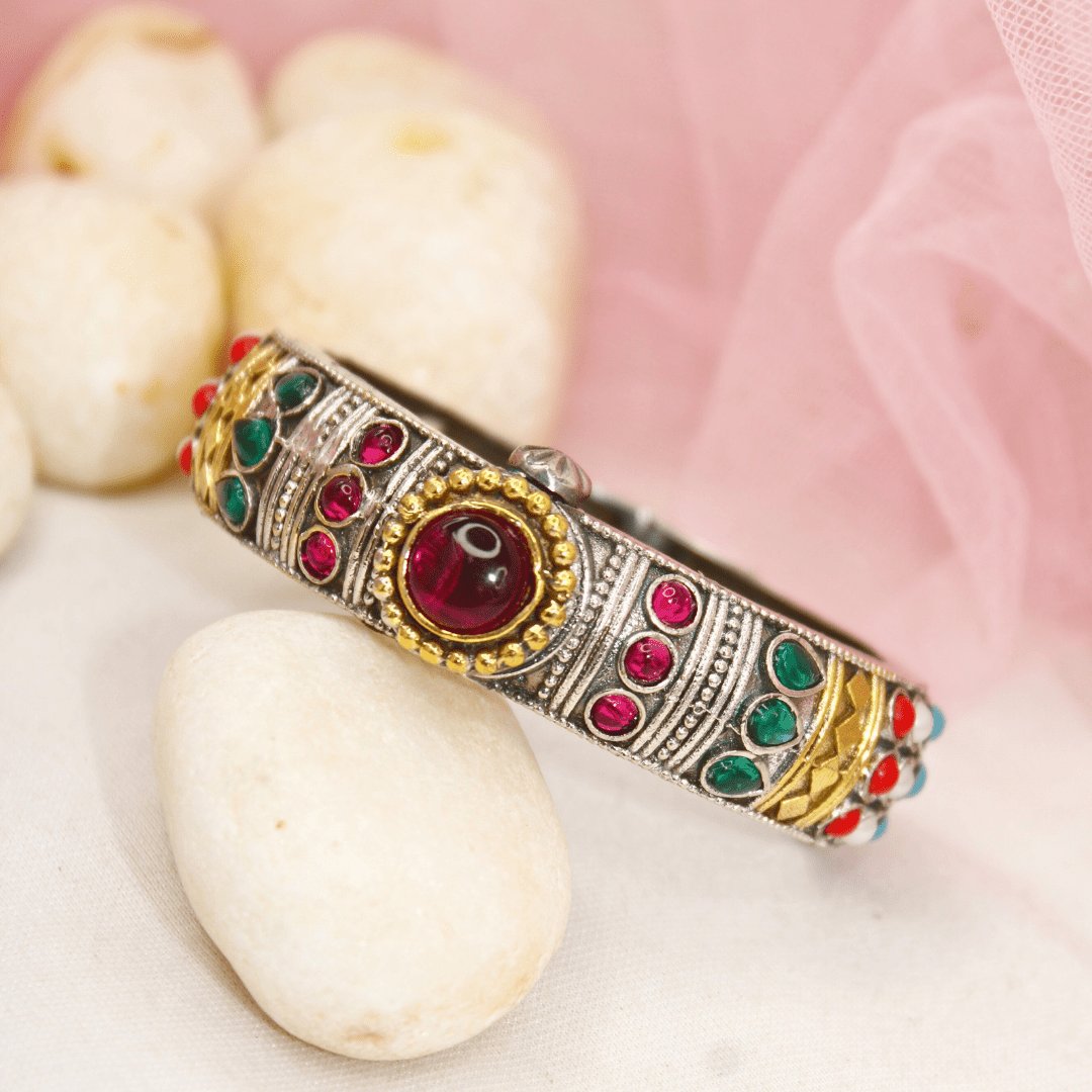 Rajwadi Navratan Big Stone Kada – Statement Openable Kada