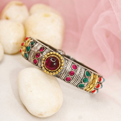 Rajwadi Navratan Big Stone Kada – Statement Openable Kada