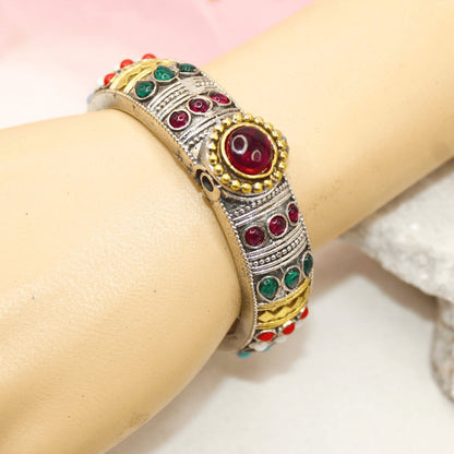 Rajwadi Navratan Big Stone Kada – Statement Openable Kada