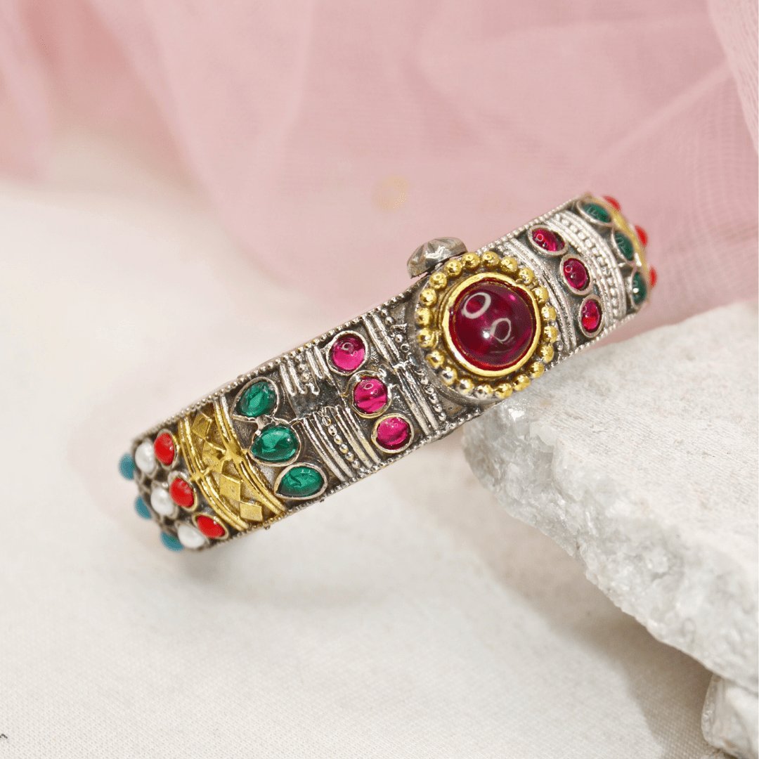 Rajwadi Navratan Big Stone Kada – Statement Openable Kada