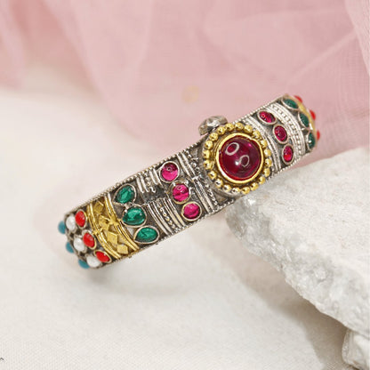 Rajwadi Navratan Big Stone Kada – Statement Openable Kada