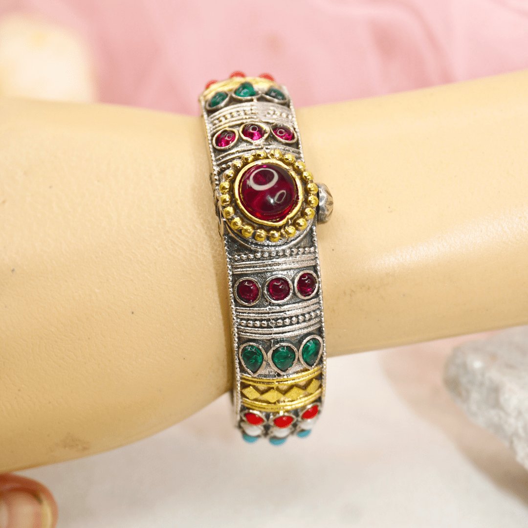 Rajwadi Navratan Big Stone Kada – Statement Openable Kada