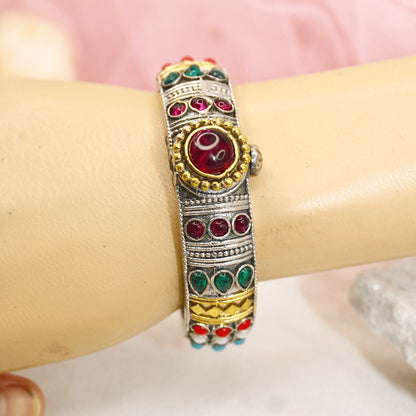 Rajwadi Navratan Big Stone Kada – Statement Openable Kada