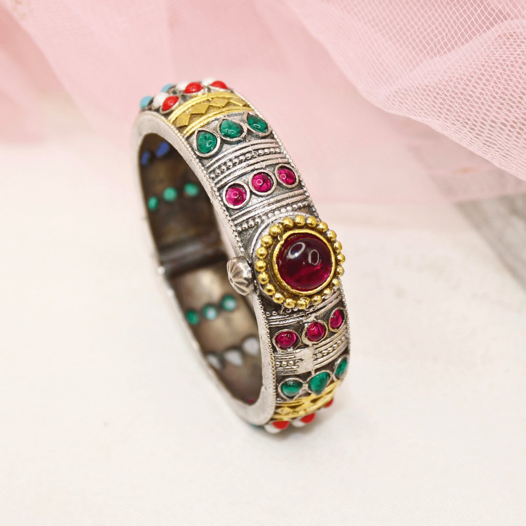 Rajwadi Navratan Big Stone Kada – Statement Openable Kada