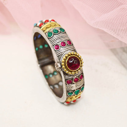 Rajwadi Navratan Big Stone Kada – Statement Openable Kada