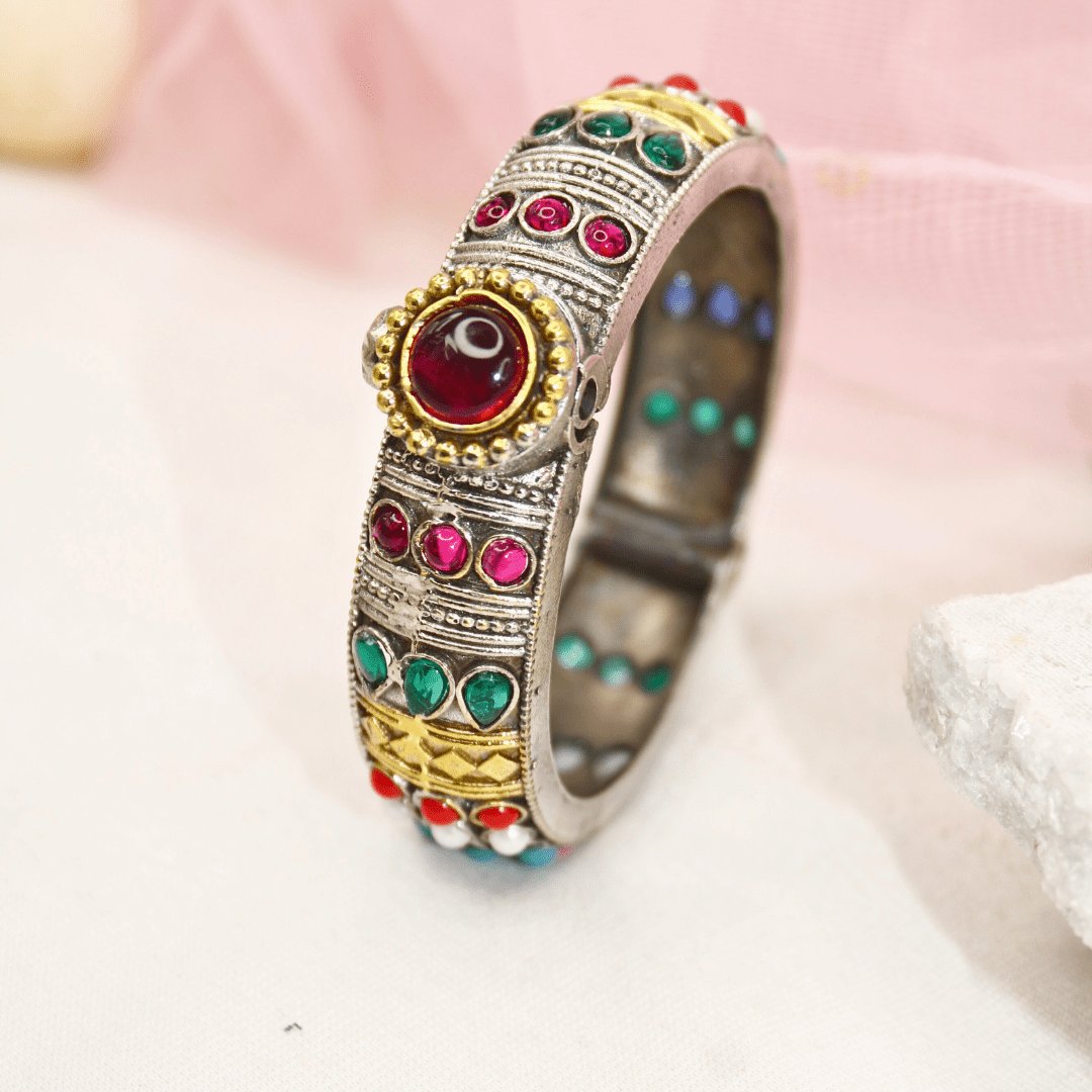 Rajwadi Navratan Big Stone Kada – Statement Openable Kada