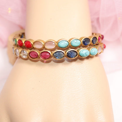 RAJWADI NAVRATNA BANGLE - SET OF 2