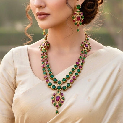 RAJWADI RANI HAAR-DO LADI-RED & GREEN