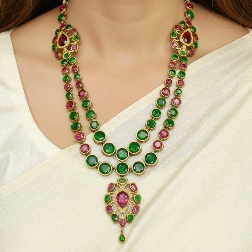 RAJWADI RANI HAAR-DO LADI-RED & GREEN