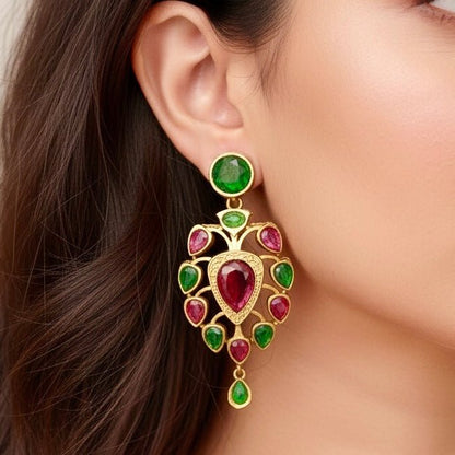 RAJWADI RANI HAAR-DO LADI-RED & GREEN