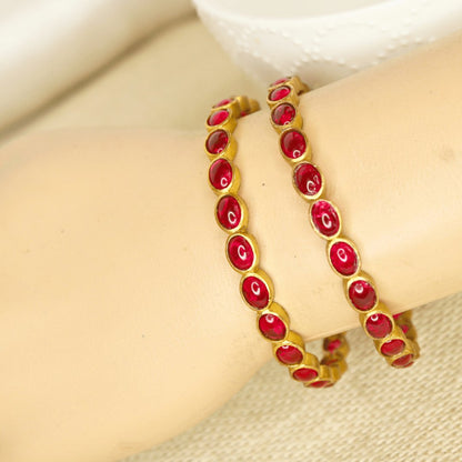 RAJWADI RUBY  (RED) BANGLE -SET OF 2
