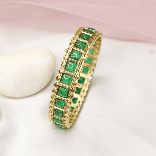 Rajwadi Square - Stone Kada Emerald Emerald Green