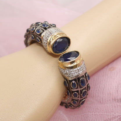 RAJWADI STONE & MEENAKARI KADA GOLD PLATED - BLUE