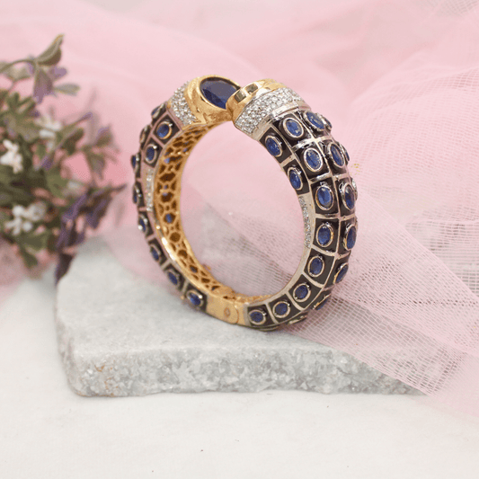 RAJWADI STONE & MEENAKARI KADA GOLD PLATED - BLUE