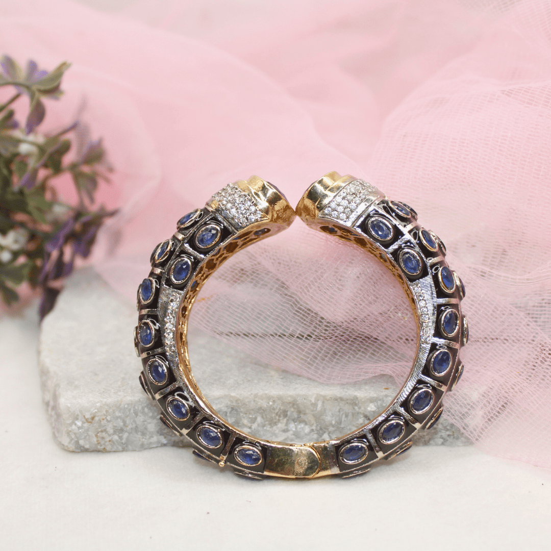 RAJWADI STONE & MEENAKARI KADA GOLD PLATED - BLUE