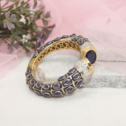 RAJWADI STONE & MEENAKARI KADA GOLD PLATED - BLUE