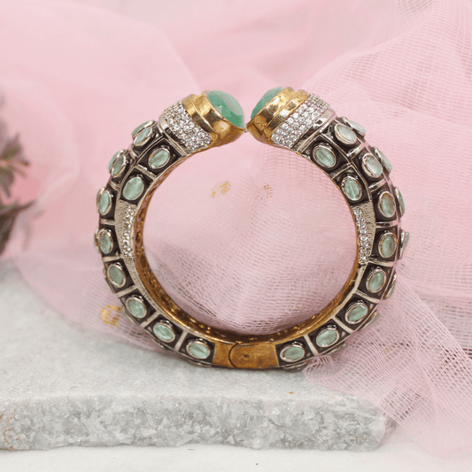 RAJWADI STONE & MEENAKARI KADA GOLD PLATED - MINT