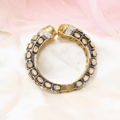 RAJWADI STONE & MEENAKARI KADA GOLD PLATED - YELLOW