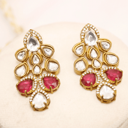RAJWADI TAMANNA NECKLACE SET - RED