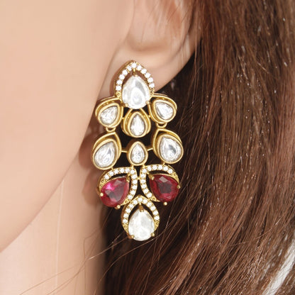 RAJWADI TAMANNA NECKLACE SET - RED