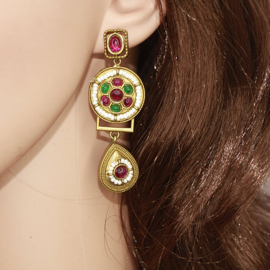 RAJWADI THAPA NECKLACE - RED & GREEN