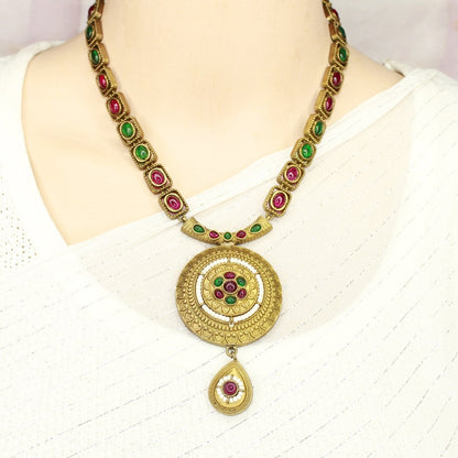 RAJWADI THAPA NECKLACE - RED & GREEN
