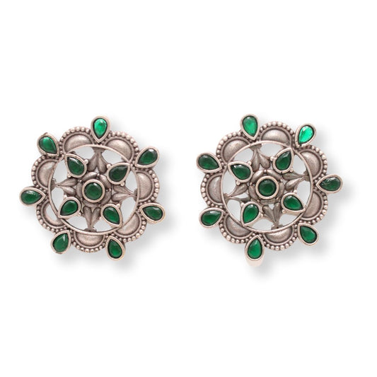 RANGOLI FLOWER STUD - GREEN