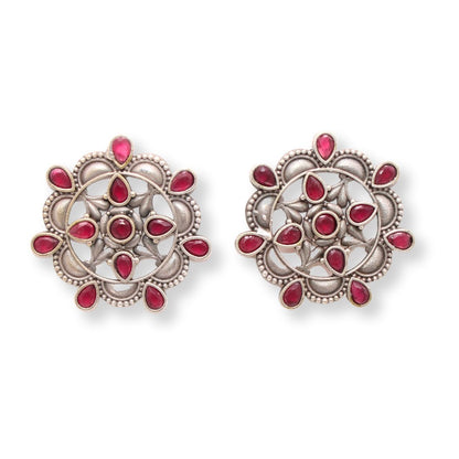 RANGOLI FLOWER STUD - RED