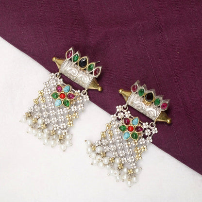 Rangtara Tribal Pendant Set – Multicolor Oxidised Pearl Editi