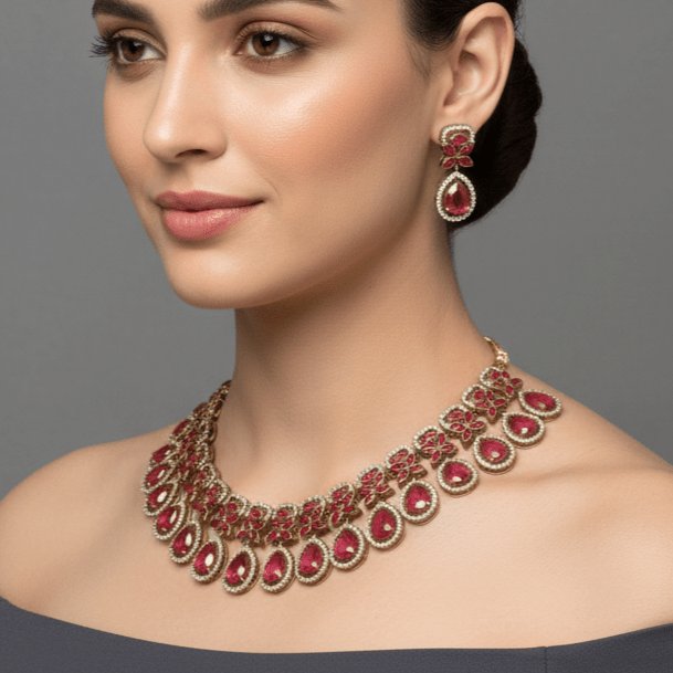 Rani Pink Antique Wedding Necklace | Indian Wedding Jewelry