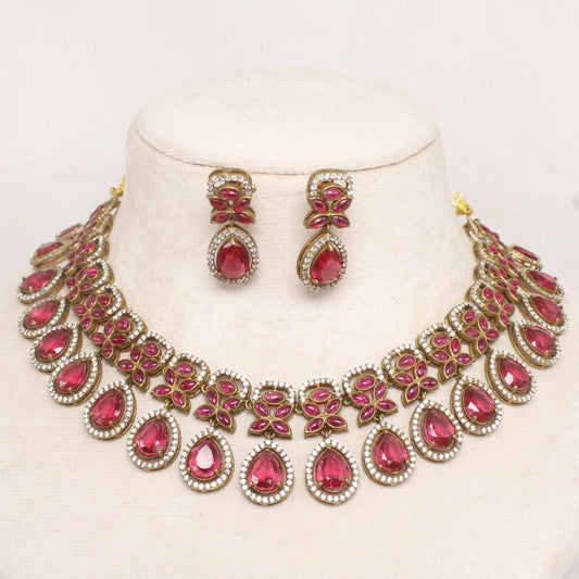 Rani Pink Antique Wedding Necklace | Indian Wedding Jewelry