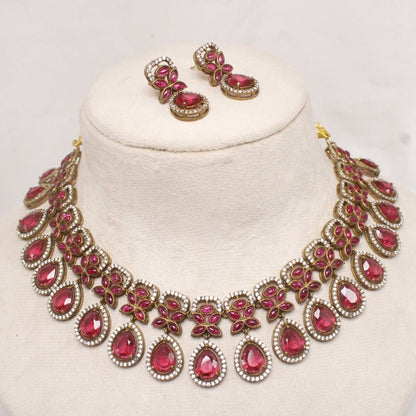 Rani Pink Antique Wedding Necklace | Indian Wedding Jewelry