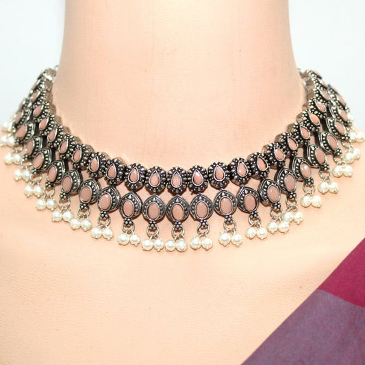 RATNA SHREE NECKLACE SET-PEACH