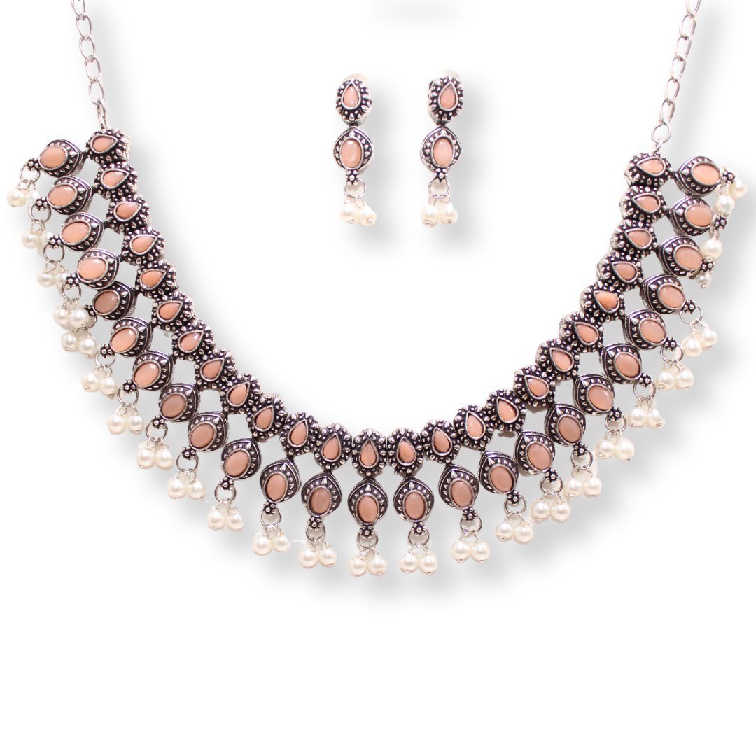 RATNA SHREE NECKLACE SET-PEACH