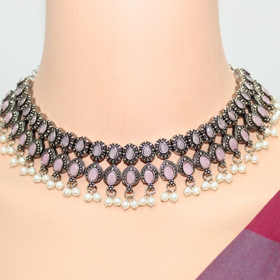 RATNA SHREE NECKLACE SET-PINK