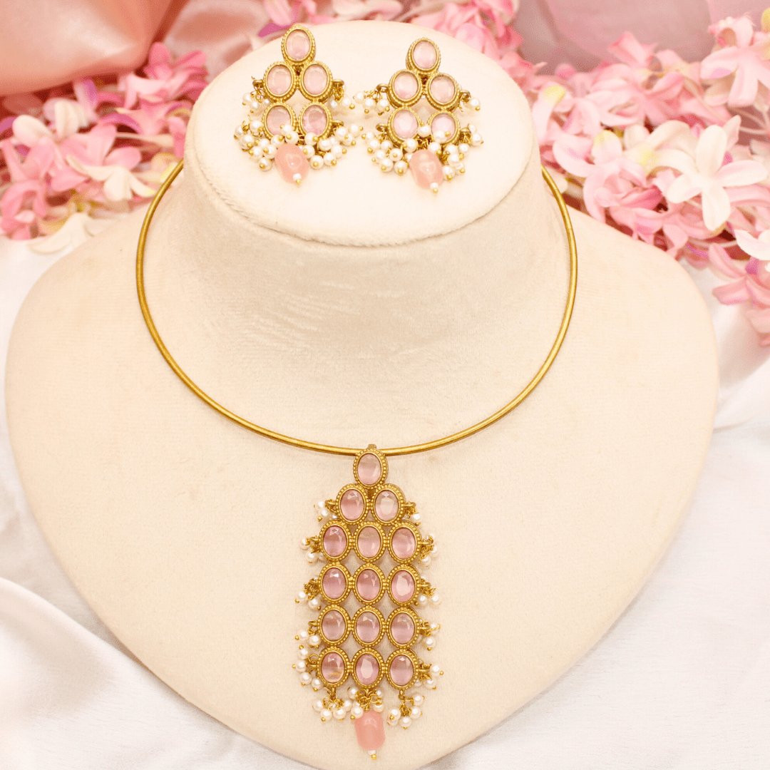 RING HASLI NECKLACE- STONE PENDANT-Pink