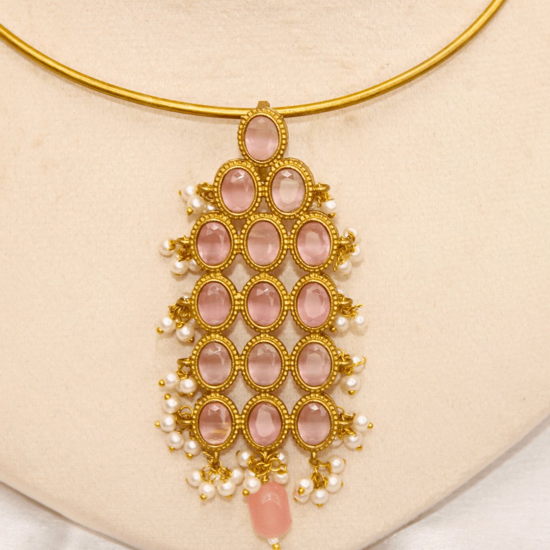 RING HASLI NECKLACE- STONE PENDANT-Pink