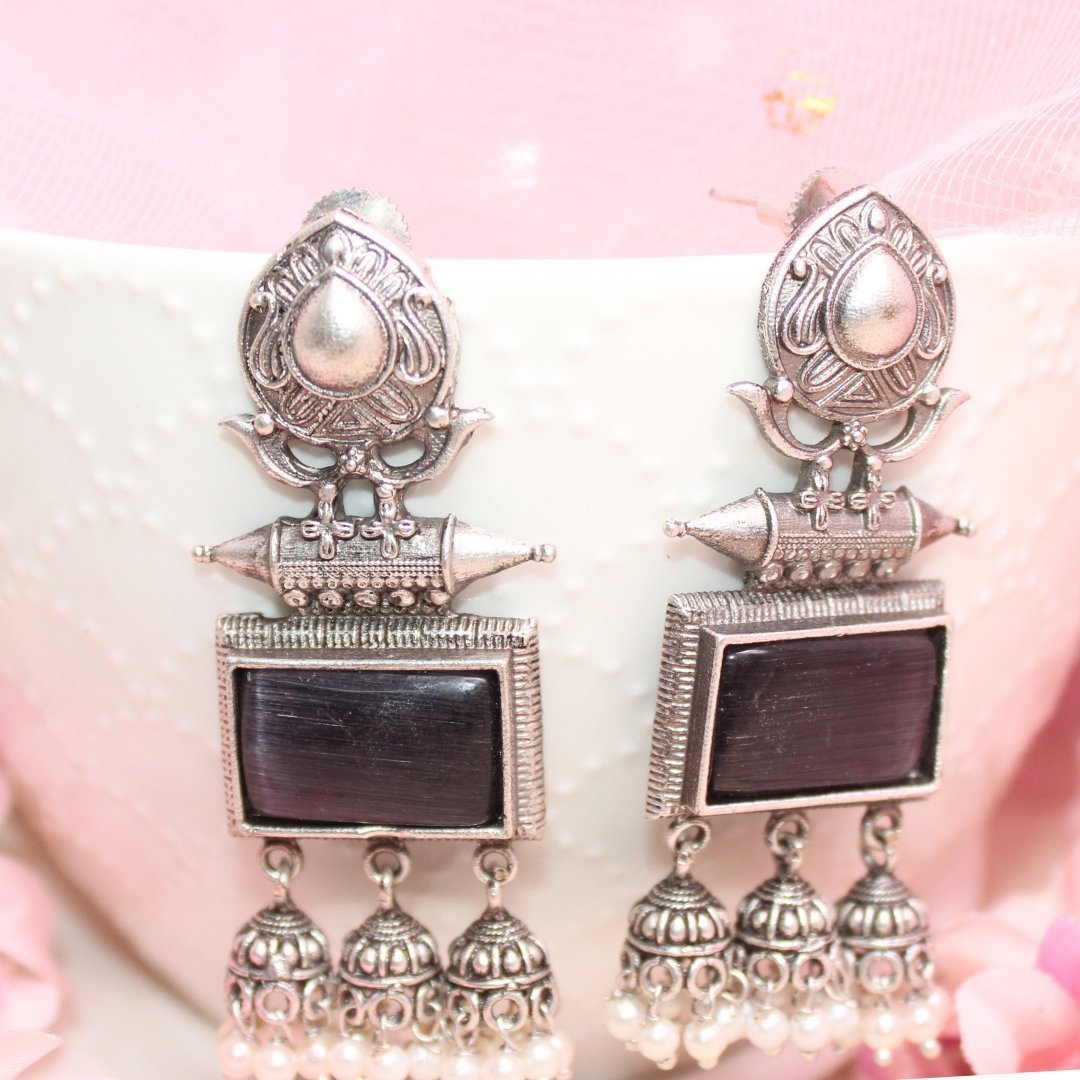 RIVA SILVER LOOK ALIKE EARRING-BLACK