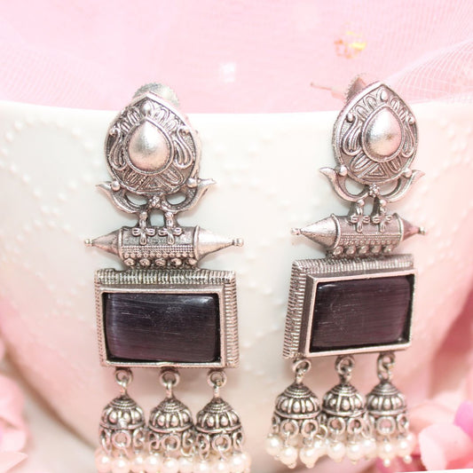 RIVA SILVER LOOK ALIKE EARRING - BLACK