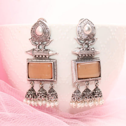 RIVA SILVER LOOK ALIKE EARRING-ORANGE