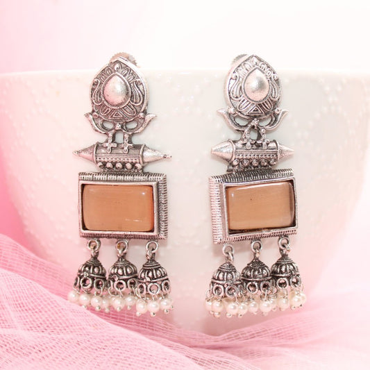 RIVA SILVER LOOK ALIKE EARRING-ORANGE