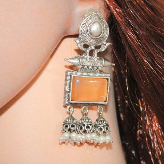 RIVA SILVER LOOK ALIKE EARRING - ORANGE
