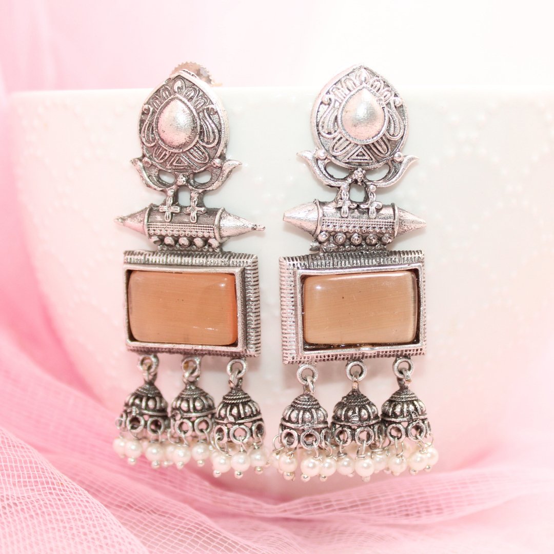 RIVA SILVER LOOK ALIKE EARRING - ORANGE