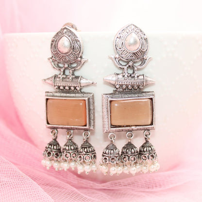 RIVA SILVER LOOK ALIKE EARRING - ORANGE