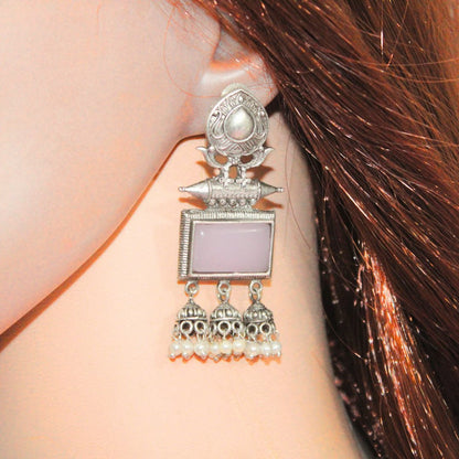 RIVA SILVER LOOK ALIKE EARRING - PINK