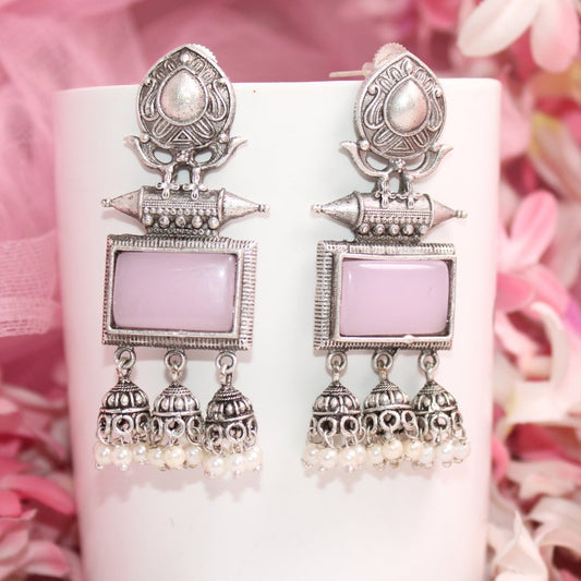 RIVA SILVER LOOK ALIKE EARRING - PINK