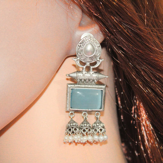 RIVA SILVER LOOK ALIKE EARRING - SKY BLUE