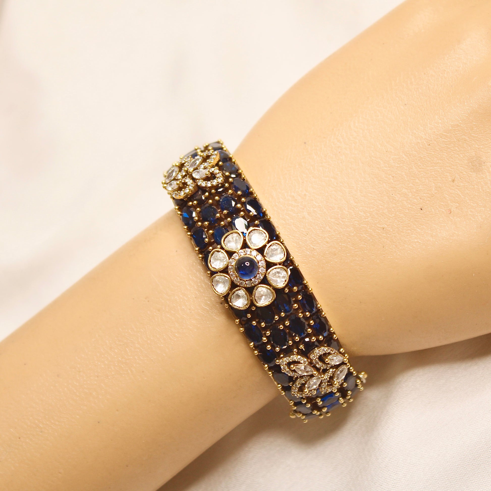Royal Blue Kundan Mosaic Kada – product view 6