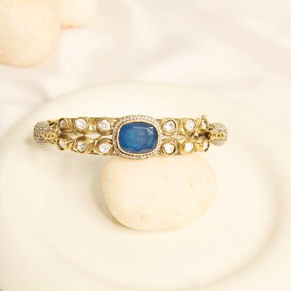 Royal Blue Polki Elephant Motif Kada – product view 2