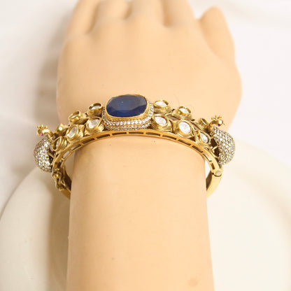 Royal Blue Polki Elephant Motif Kada – product view 5
